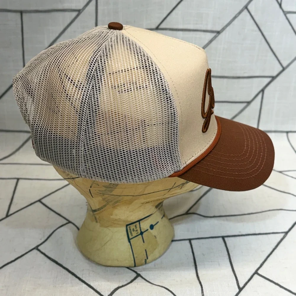 Dirt Pile Creative Company Trucker Hat OSFM Brown Cream Gahlee Snapback Mesh Cap